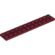 Lego destička 2x12, tmavě červená (4279712, 4541550, 6009130)